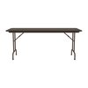 Correll Rectangle Commerical Folding Utility Table, 24" W, 72" L, 29" H, Melamine Laminate Top, Walnut CF2472M-01